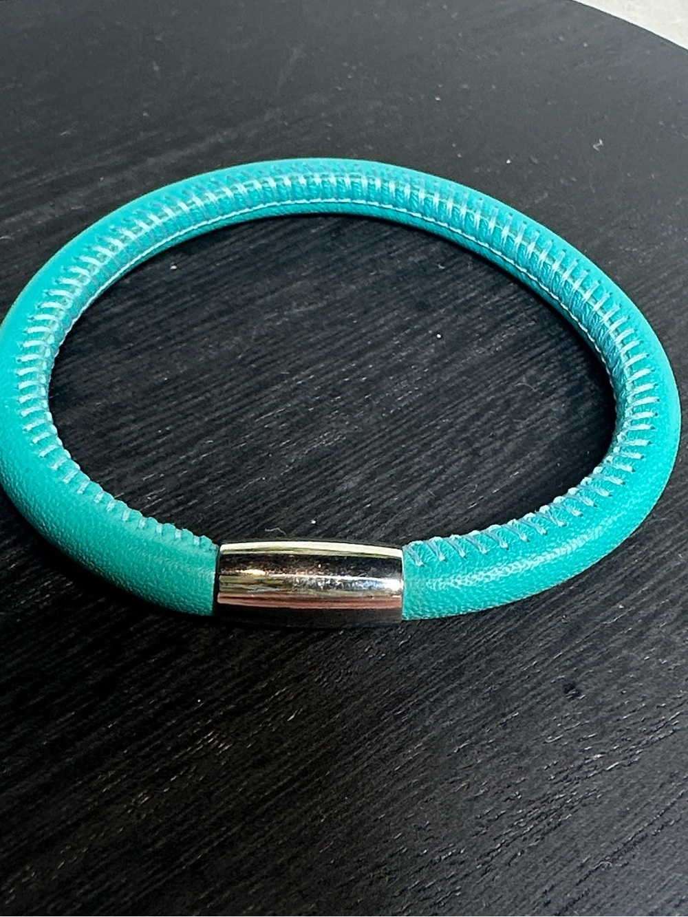 Brighton charm bracelet silver magnetic teal leather